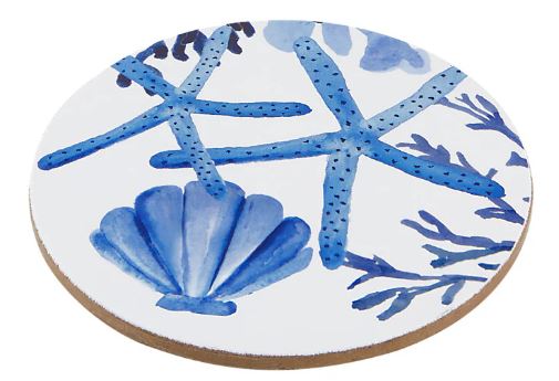 Maxwell & Williams Blue Coral - Round Corkback Coasters Set Of 4 Cheap