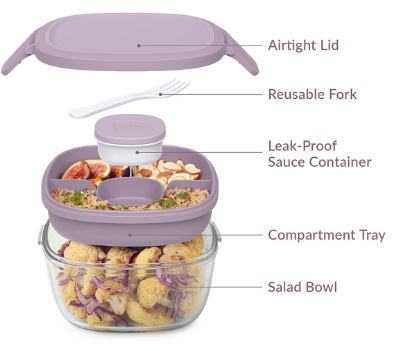 Bentgo Glass Leak-proof Salad Container, Lavender Hot on Sale