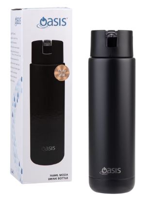 Oasis Ceramic Lined Stainless Steel Triple Wall Insulated  moda  Drink Bottle 700ml - Black Online Sale