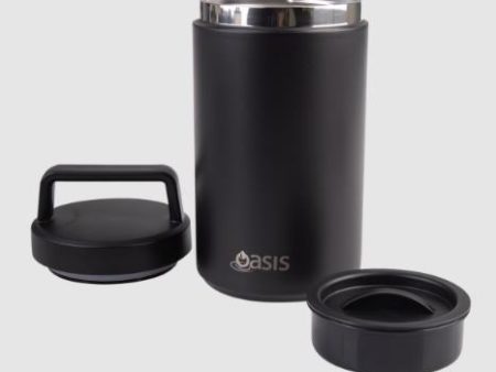 Oasis Stainless Steel Double Wall Insulated Food Flask With Handle 700ml - Black Online