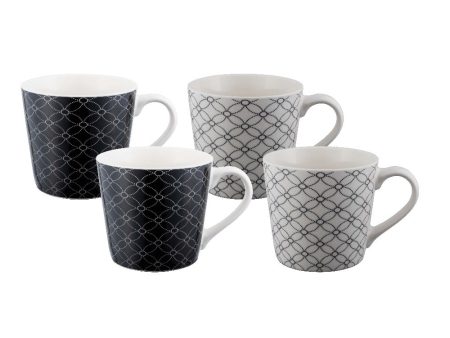 Bundanoon Mod Mug Set Of 4 - Mono Geometrics For Cheap