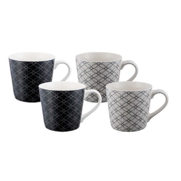 Bundanoon Mod Mug Set Of 4 - Mono Geometrics For Cheap