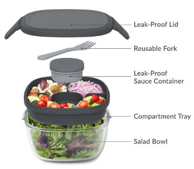 Bentgo All-in-one Glass Salad Container - Dark Grey Online Sale