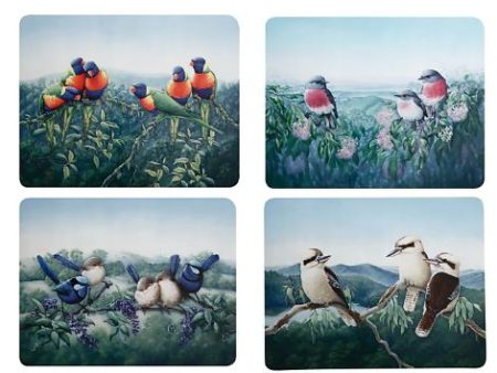 Maxwell & Williams - Birds Of Australia Katherine Castle 10 Year Anniversary - Corkback Placemats 34x26.5cm Set Of 4 Assorted For Discount