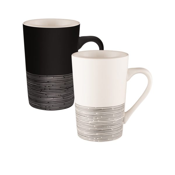 Bundanoon Monochrome Hem Set Of 4 Tube Mugs - 350ml Online Sale