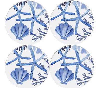 Maxwell & Williams Blue Coral - Round Corkback Coasters Set Of 4 Cheap