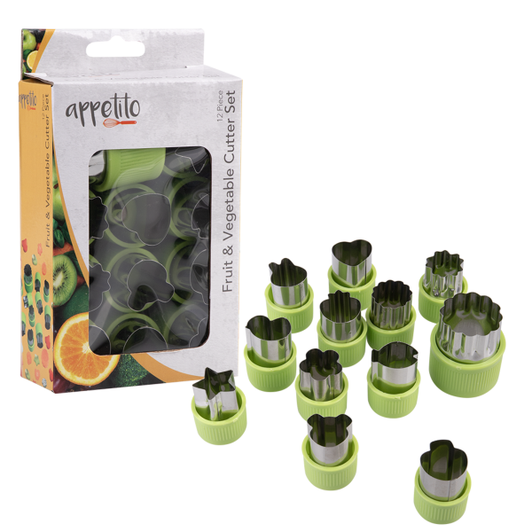 Appetito Fruit & Vegetable Cutters 12 Assorted Shapes - Green For Discount