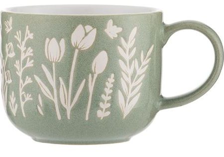 Mason Cash In The Meadow Stoneware Green Tulip Mug, 400ml Online