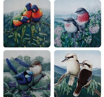 Maxwell & Williams - Birds Of Australia Katherine Castle 10 Year Anniversary - Corkback Coasters 10.5cm - Set Of 4 Assorted Cheap