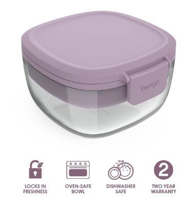 Bentgo Glass Leak-proof Salad Container, Lavender Hot on Sale