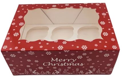 Iconic Cake Art - Christmas Cupcake Box - Holds 6, 4  Deep Sale